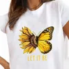 Плюс размер Fr Butterfly Симпатичная трендовая футболка 90-х годов Женская базовая футболка Fi Верхняя одежда Женская одежда с коротким рукавом с графическим принтом p97B #