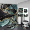 Shower Curtains Abstract Purple Marble Curtain Set Modern Watercolor Ink Art Home Bathroom Decorative Floor Rug Bath Mat Toilet Lid Cover