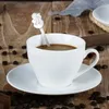 Colheres de café 4 pçs colher de aço inoxidável natal dos desenhos animados utensílios de mesa misturando com caixa (padrão aleatório)