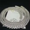 Designer smycken 15mm bred 925 Sterling Silver Hip Hop Jewelry Custom Cuban Link Chain Flawless VVS Baguette Moissanite Diamond299Q