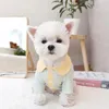 Köpek giyim ins pamuk renkli çizgili t-shirt evcil kediler bichon frize pomeranian küçük köpekler bahar ve yaz ince gündelik kıyafetler