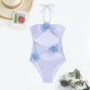 Kobiety dla kobiet Kobiety Seksowne Monokini kantar bez rękawów puste jednoczęściowy strój kąpielowy 3D kwiat