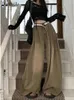 女性のジーンズドゥオモフ園アメリカンレトロ特大のハイウエスト女性用カジュアルY2Kワイドレッグヒップホップスタイルデニムズボンパンツ