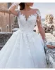 Superbe blanc / ivoire manches longues Appliques Backl Mariage Dr 2024 Robes de bal Court Train Robes de mariée Robe De Noiva w7g5 #