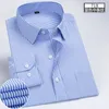 Men's Dress Shirts Business Striped Shirt Korean Style Slim Fit Suit Interview Long-Sleeved In Pure White Plus Size M-6XL