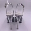 Tanzschuhe Promotion 15 cm High-Heeled Fashion Crystal Die transparenten 6-Zoll-Stiletto-Absatz-Sandalen für Damen, exotisch