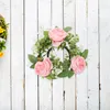 Anneaux de fleurs décoratives, couronnes de bougies coniques, décorations florales de mariage pour piliers, plante, feuille artificielle