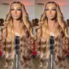13x4 Body Wave Spets Front Human Hair Wigs 250% Brasiliansk vattenvågspets frontal peruk för kvinnor Blond/röd/grå syntetisk peruk cosplay