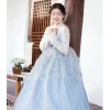 New Blue Hanbok för kvinnor koreansk traditionell kostym minoritet palats prestanda domstol kläder fr bröllop fest dance dr 126e#