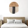 Tapestries Macrame Wall Hangings Half Round Wooden Shaped Tapestry With Fringe Minimalist Tassel For Home Living Room Decor