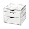 Storage Boxes Sleek Clear 3-Drawer Tall Desk Organization Set