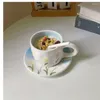 Coffee Pots Sky City Cartoon Hand-painted Ins Wind Hand-kneaded Ceramic Cup And Saucer Set Afternoon Tea High Value Mug