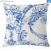 Oreiller style chinois boîte d'impression de carreaux de céramique bleu et blanc canapé personnalisé voiture et décoration de la maison 45 cm housse de coussin souple Y240401