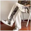 Autumn Bear Patchwork Work Pants Mens Spring och Autumn Loose Large Size Sports Pants Trend Straight Casual Pants Men M-4XL 240323