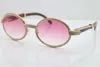 Óculos de sol de diamante de moldura completa de madeira de boa qualidade 7550178 redondo vintage unissex óculos de designer de marca de alta qualidade c decoração óculos de sol dourados