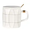 Mugs Fashion Simple Coffee Irregular Rhomboid Lattice Grain Ceramic Cup Breakfast Milk Lovers Tea