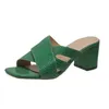 Slippers Summer Square High Heels les Women Sandals Slides Casual Shoes Size 35-43 Sandale Femme Solid H240328GOXN
