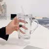 ワイングラスドリンクウェアコーヒーマググラスカップカップ透明な飲酒蓋ストローカワイイマグ