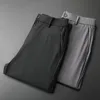 Pantalon d'été pour hommes, extensible, lisse, classique coréen, fin, noir, gris, costume décontracté, marque masculine, taille élastique, 240321