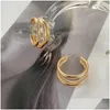 Stud 2024 Earrings Gold Color C-Shaped Go Anywhere Round Circle For Women Geometric Ear Studs Vintage Brincos Party Jewelry Gift Drop Ot5Xk