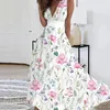 Abiti di design per donne abiti verdi Abiti da Sera V Neck Summer Maniche convenzionali Maxi Abiti floreali senza maniche Sonne 5xl Vestidos Vestitido Summer Dress Gonna