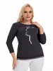 Lih Hua Women's Plus Size Spring Spring Chic Pullover for Chubby Women's Cott Fi Pullover A8BD#