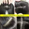 6x6inch Beste Virgin Human Hair Topper For Women European Hair Toupee 5 Clips In Hair Topper Fijn haarstuk Natuurlijke hoofdhuidbasis