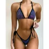 Damenbadbekleidung Sexy Glitzer Funkelnder Bikini Frauen Weiblicher Badeanzug Zweiteilige Set Halter Badende Badeanzug Schwimmen Dame K2874