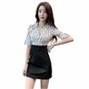 Beauttian Spa Uniform Women's Sexy Overalls Nail Technician Bathtub Masseur Striped Slim Dr Hotel FRT Desk Clerk Outfit R0GX#