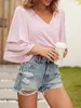 Plus taille Nouvelles femmes Summer VoL V Couper Tops Ladies Mesh Stitching 3/4 SHEEVE CONCUTHER HODING Blouse Shirt Female Blusas Z18W #