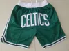 Mens''Boston''celtics''authentic Shorts basket retro nät broderade casual atletiska gymlag shorts 09