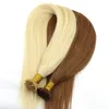 Extensions de cheveux pré-collés Fusion de kératine Couleur blonde européenne brésilienne 613 Pointe plate Un donneur Remy Vierge Droite Pré-collée Humaine Dhu6B