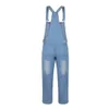 Losse casual dames denim jumpsuit met veters, elastische taille overalls effen kleur dame wijde pijpen broek broek vrouwelijke bodysuit Jean 240315