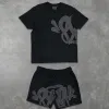 Mens Tracksuits Synaworld Y2k Suit Tracksuit Hip Hop Letter Print Overdimensionerade korta ärmar T -shirt Shorts Pants Two Piece Set Drop Deli DhcoJ