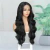 Parrucche xtress long body wave sintetico in pizzo anteriore parrucca mezza parte di colore nero acconciatura naturale con capelli bambini parrucche per capelli ondulati quotidianamente