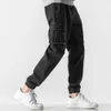 Denim pantalon hommes jeans à la mode Style coréen à lacets jean couleur unie Multi poches cheville attaché Cargo pantalon Denim pantalon 240323