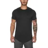 Maille t-shirt vêtements serré gymnase hommes marque d'été hauts t-shirts Homme solide séchage rapide musculation Fitness t-shirt 240321