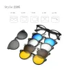 Солнцезащитные очки 5 Lenes Magnet Clip Sunglasses Мужчины поляризованные серые рамы TR90.