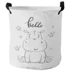 Sacos de lavanderia Kawaii Estrelas Hippo Bebê Bonito Animal Branco Cesta Suja Dobrável Organizador de Casa Roupas Crianças Brinquedo Armazenamento