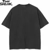 T-shirt nera lavata da uomo Harajuku Streetwear T-shirt grafica con faccia rossa T-shirt in cotone vintage Hipster Top Tee unisex Y2K 240318