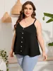 plus Size Top for Women 2023 Summer Sleevel Strap Tank Top Black Tunic T-shirt Big Large Curvy Size Women Clothing t5oU#