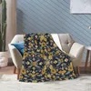 Cobertores Creme Mostarda Amarelo Escuro Padrão Floral Cama Cobertor Cobre Luxo Flanela Ar Condicionado