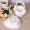 Party Decoration Wedding Flower Basket Girl Lace Pearl Romantic White Rhinestone To Ceremony