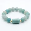 Bracelet de perles d'amazonite verte à brins pour femmes, 7.5 pouces