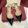 Designer -patent leather flat bottom sandals for women wear wrapped half slippers and pointed single shoes