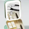 Aufbewahrungsboxen Mehrkompartiment Organizer Tragbarer LED-Spiegel Kosmetikbox mit Multi-Fächern für Schmuck klein