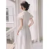 Ethnic Clothing High Quality Off Shoder Lace Pearl Puff Sleeve Gown Cheongsam Women Y Halter Neck Engagement Party Qipao Drop Delivery Otpr3