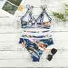 Kvinnors badkläder 2022 Summer Womens New Bikini Tropical Sexig Temptation Split Plant Flower Swimsuit J240330