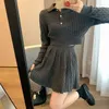 Work Dresses Spring Autumn Women Chic Knitwear Outfits Korean Lady Graceful Polo Sweater Mini Skirts 2 Piece Set Solid Short Tops Skirt