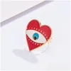 Yan taşlarla Avrupa ve Amerikan Modası Enamed Red Heart Love Ring Creative 18K Glod Evil Göz Ayarlanabilir Takı Damlası Teslimat DHG0S